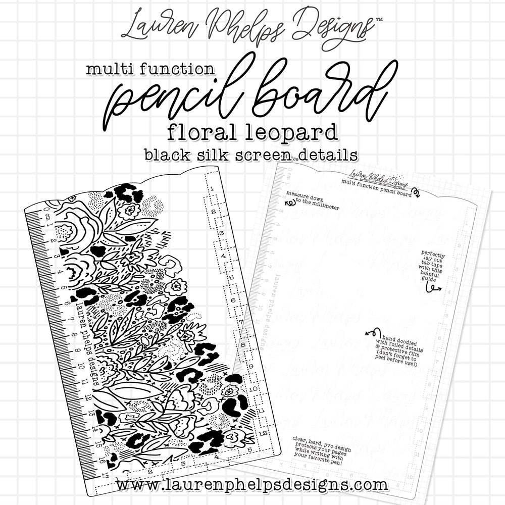 Floral Leopard Black Transparent Pencil Board