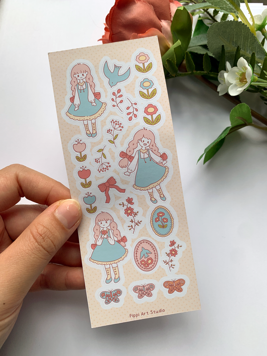 Floral Embroidery Deco Sticker Sheet