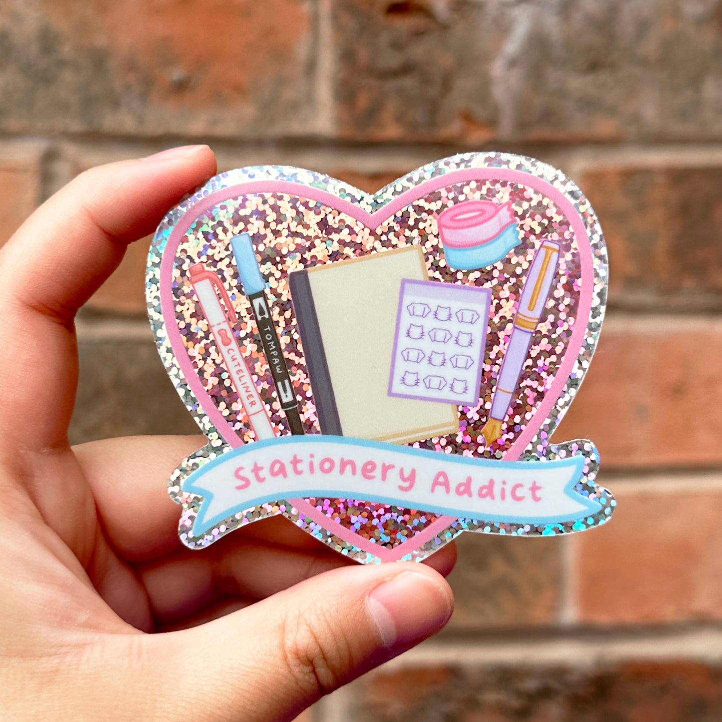 Stationery Addict - Premium Glitter Die Cut Sticker