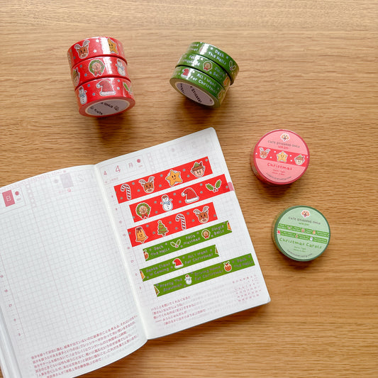 Christmas Washi Tapes (Set of 15mm + 10mm) with Holographic Foil
