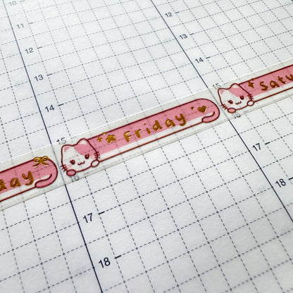 Joey & Cake Days of the Week 8mm Washi Tape with Gold Foil