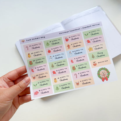 Christmas Countdown Stickers for Standard Vertical Planners