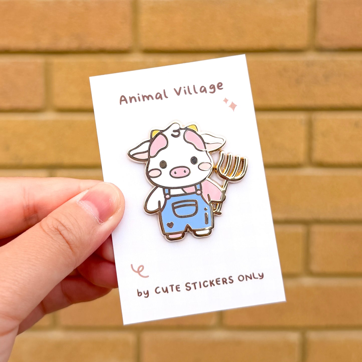 Farmer Strawberry Cow - Enamel Pin