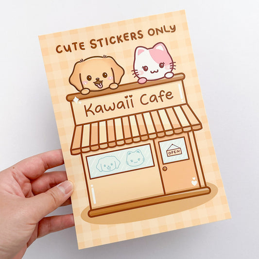 Kawaii Cafe A5 Silk Thank You Card (350gsm)