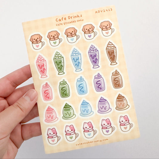 Cafe Drinks - Premium Sticker Sheet