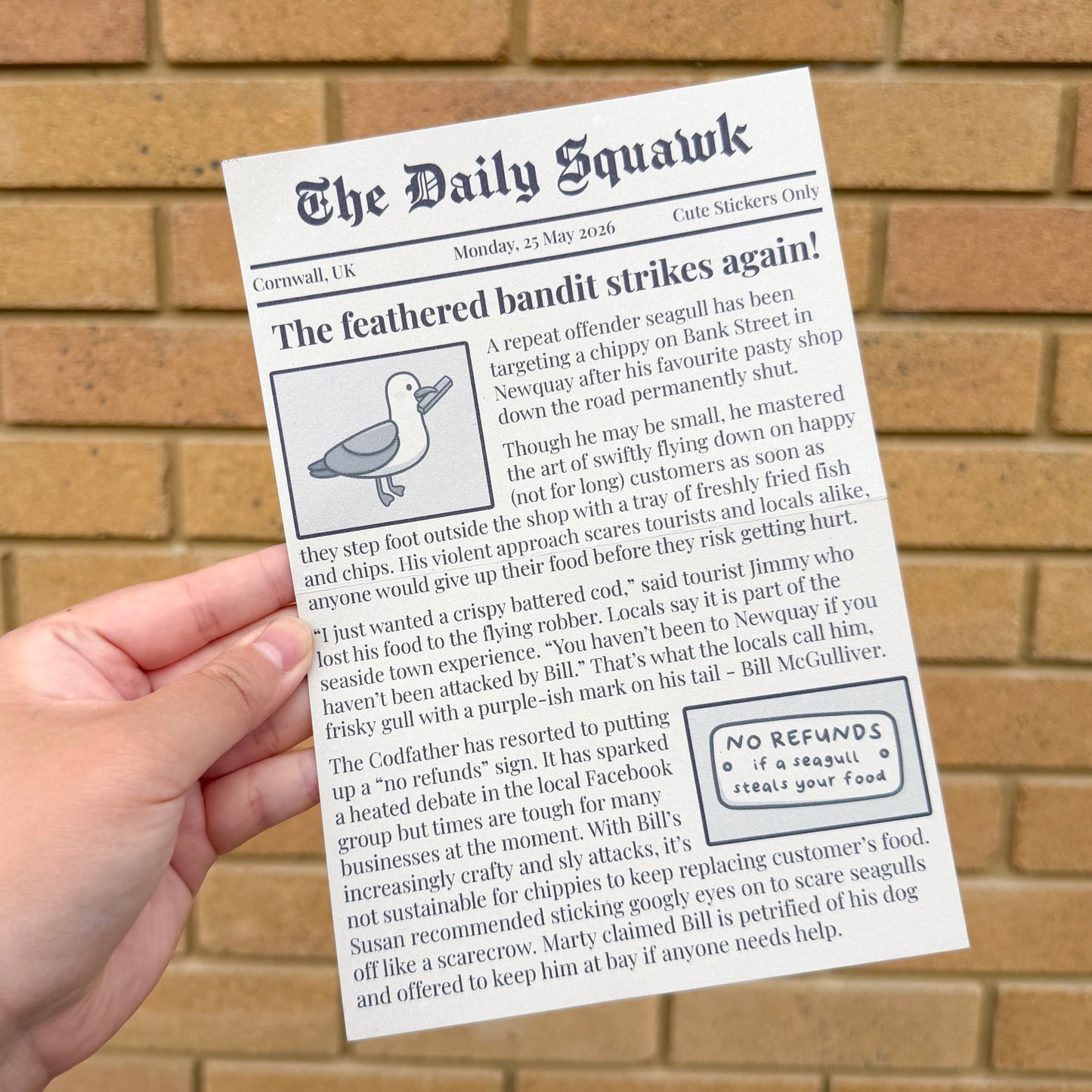 The Daily Squawk A5 Newspaper Sheet