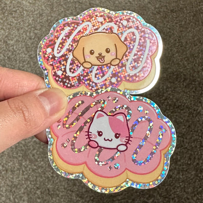 Strawberry Mochi Donuts Glitter Die Cut Stickers