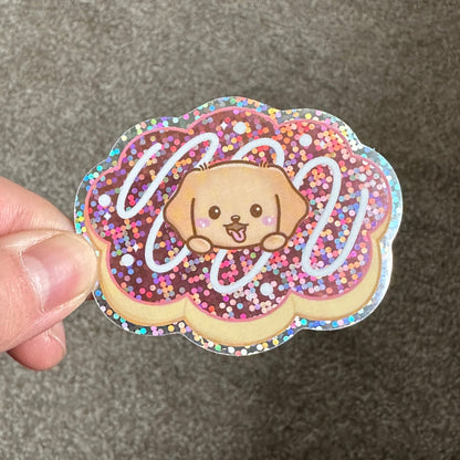 Strawberry Mochi Donuts Glitter Die Cut Stickers