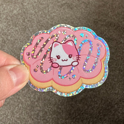 Strawberry Mochi Donuts Glitter Die Cut Stickers