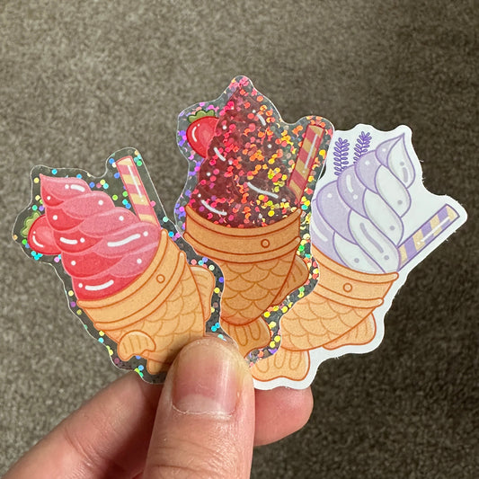 Taiyaki Ice Cream Die Cut Stickers