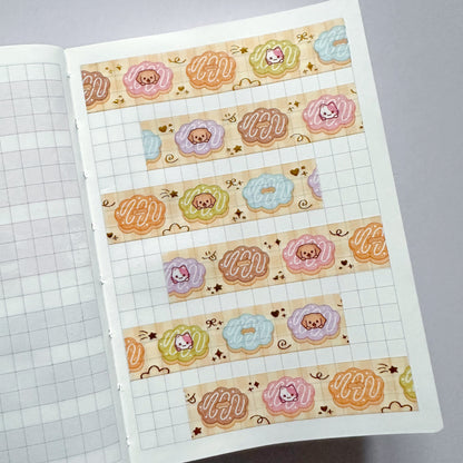 Rainbow Mochi Donuts 15mm Washi Tape with Gold Foil