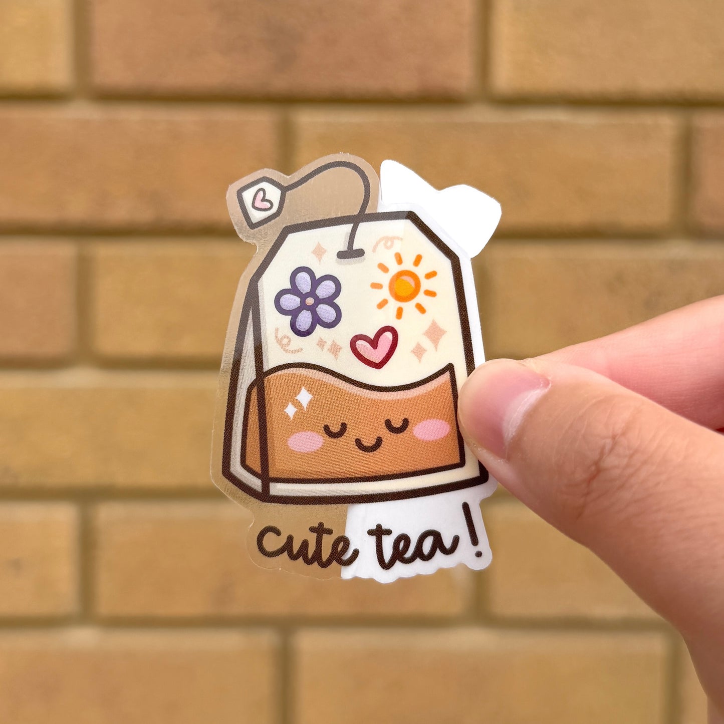 Cute Tea Bag - Eco Clear Die Cut Sticker