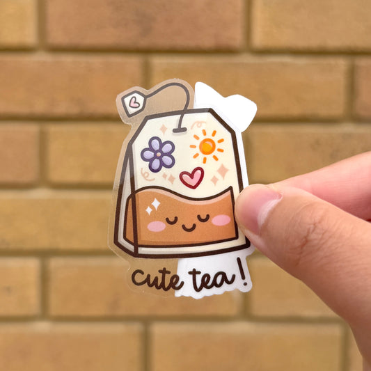 Cute Tea Bag - Eco Clear Die Cut Sticker