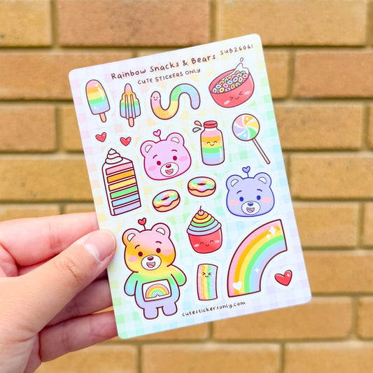 Rainbow Snacks & Bears - Sticker Sheet