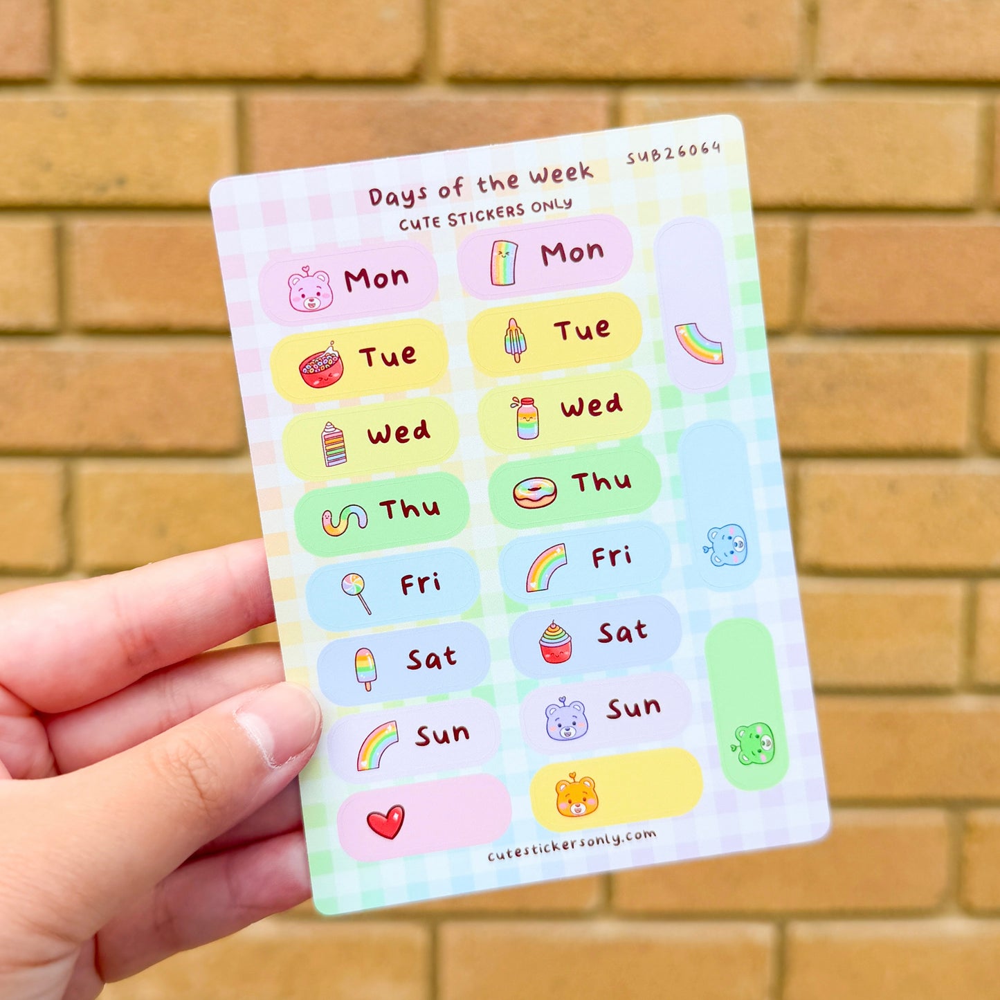 Rainbow Snacks & Bears Days of the Week - Sticker Sheet