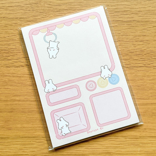 Pink Claw Machine Bunny A6 Notepad