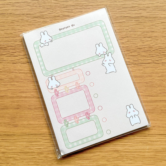 Gingham Bunny A6 Notepad