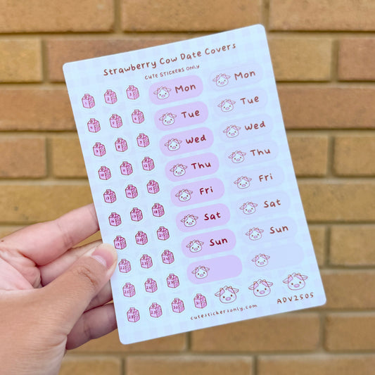 Strawberry Cow Date Covers - Sticker Sheet