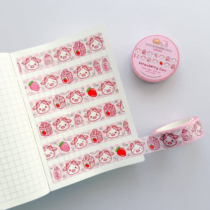 Strawberry Cow 15mm Washi Tape with Holographic Foil
