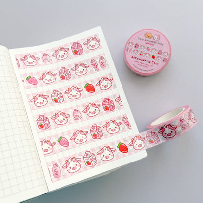 Strawberry Cow 15mm Washi Tape with Holographic Foil