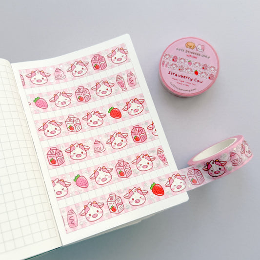 Strawberry Cow 15mm Washi Tape with Holographic Foil