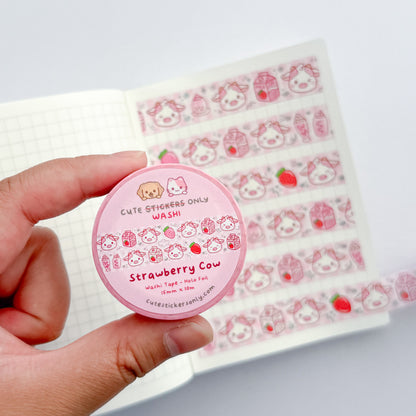 Strawberry Cow 15mm Washi Tape with Holographic Foil