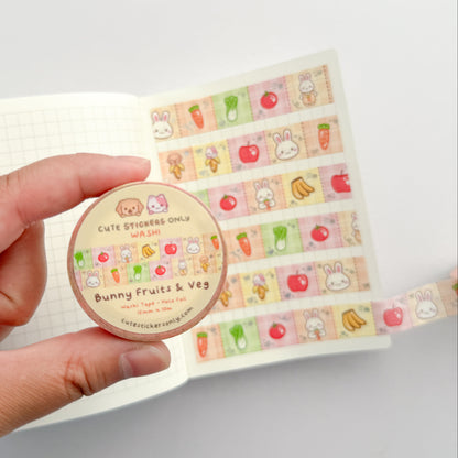 Bunny Fruits & Veg 15mm Washi Tape with Holographic Foil
