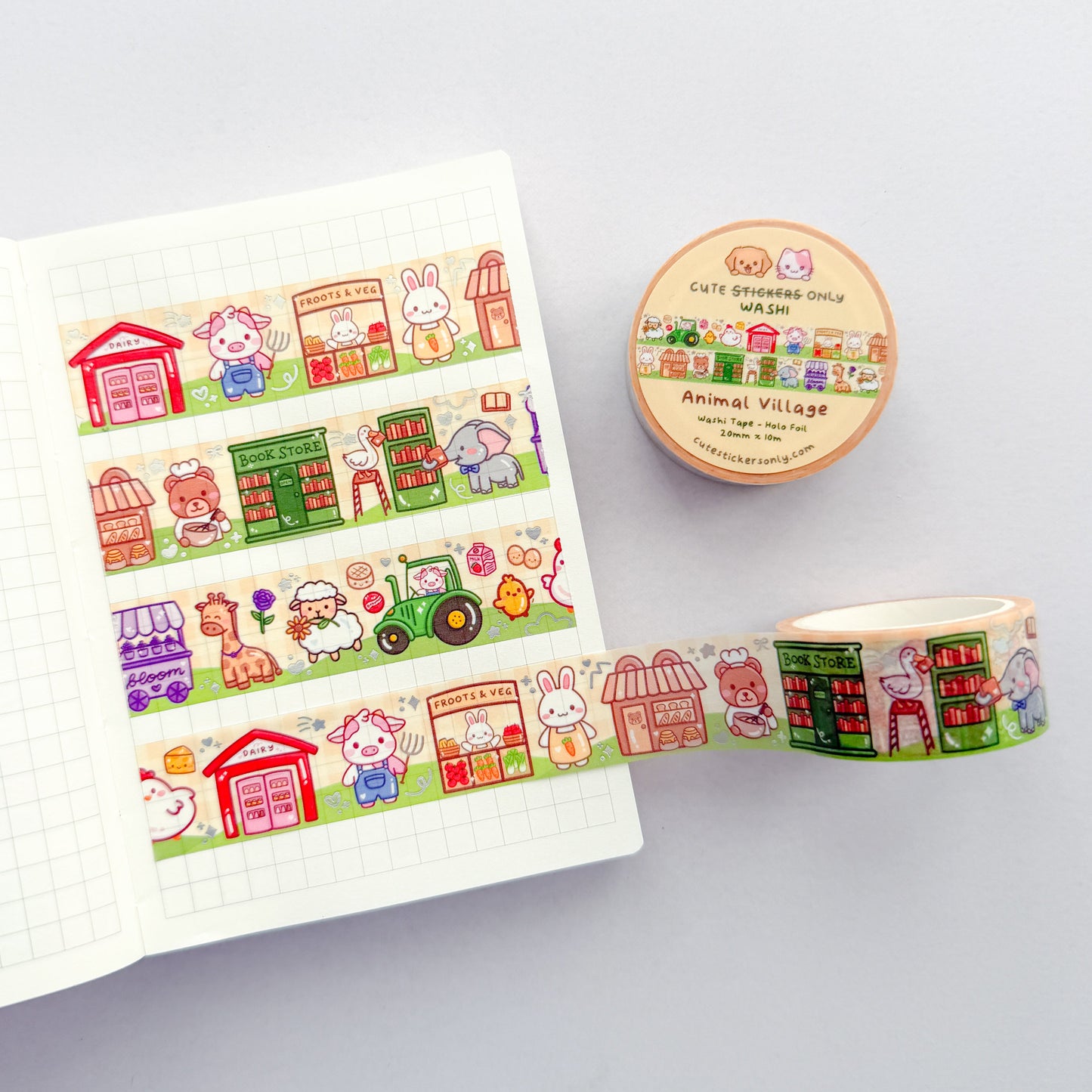 Animal Village 20mm Washi Tape with Holographic Foil