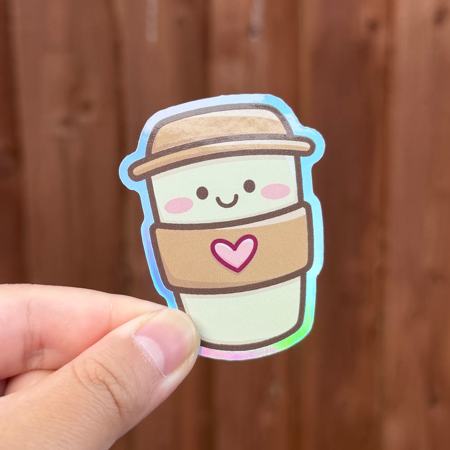 Kawaii Latte - Holographic Die Cut Sticker