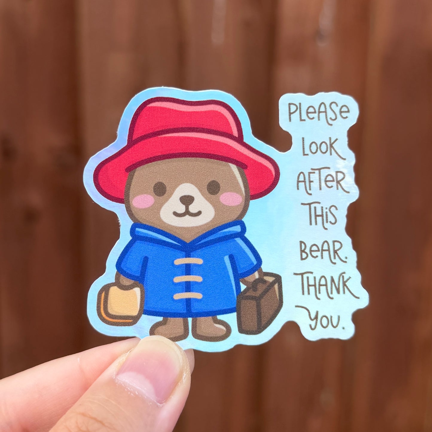 Marmalade Loving Bear - Holographic Die Cut Sticker