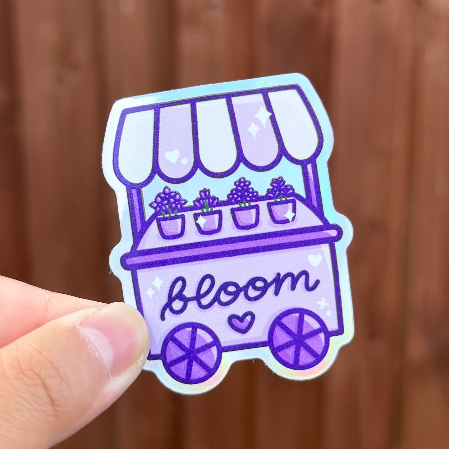 Bloom Flower Cart - Holographic Die Cut Sticker