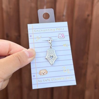 Pink Enchanting Pens - Silver Enamel Charms