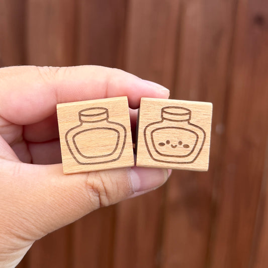 Fountain Pen Ink Pot Wooden Stamps
