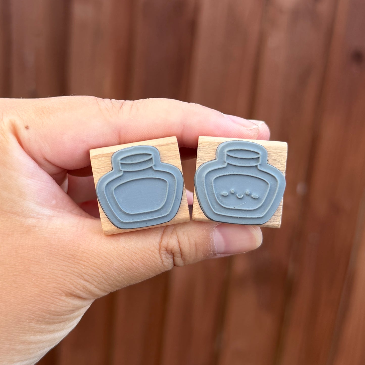 Fountain Pen Ink Pot Wooden Stamps