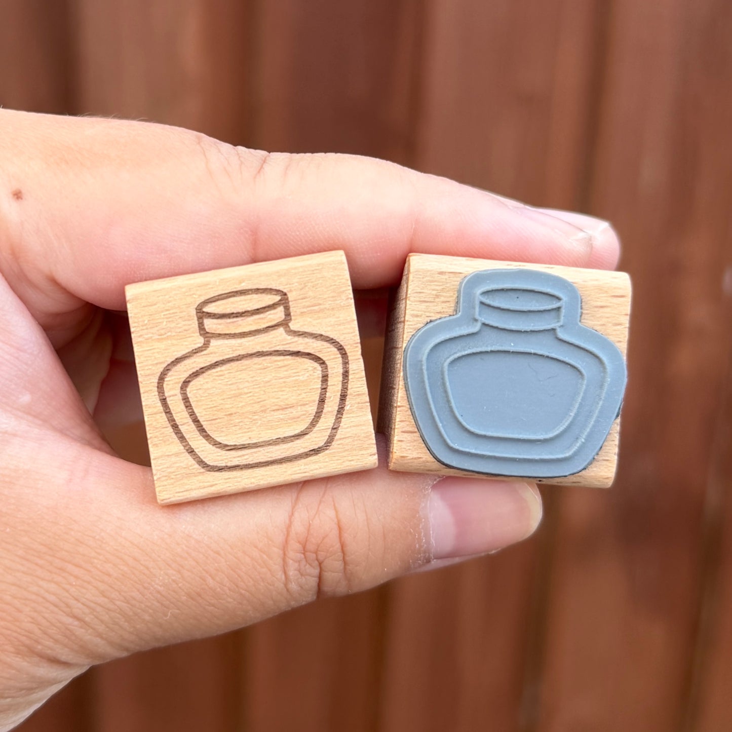 Fountain Pen Ink Pot Wooden Stamps