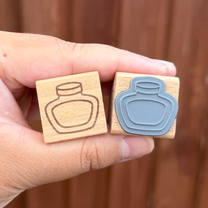 Fountain Pen Ink Pot Wooden Stamps