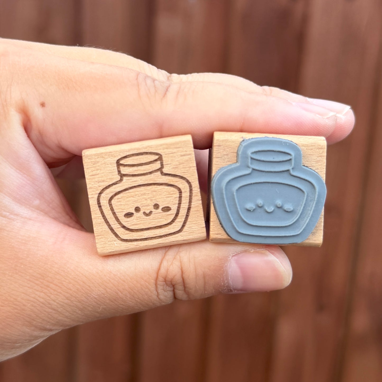 Fountain Pen Ink Pot Wooden Stamps