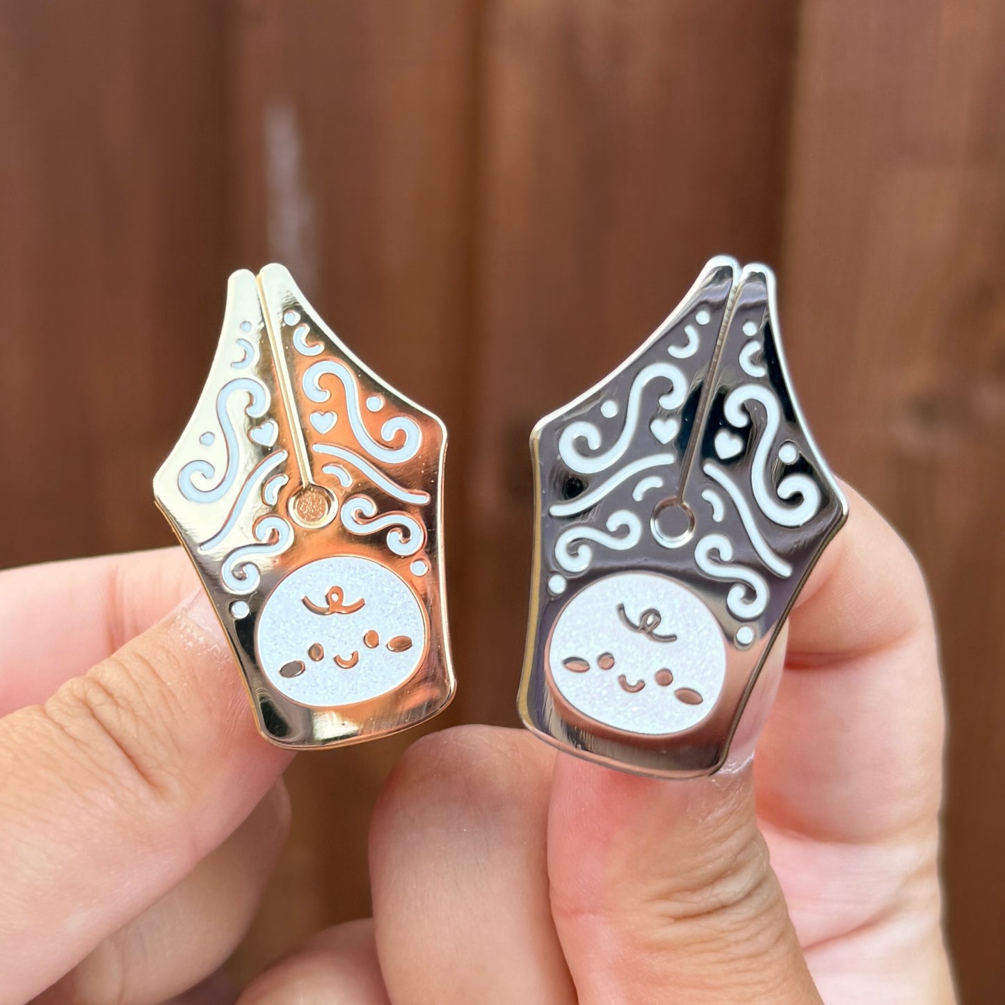 Fountain Pen Nib - Gold & Silver Enamel Pins
