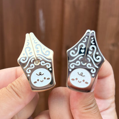 Fountain Pen Nib - Gold & Silver Enamel Pins
