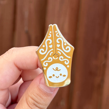 Fountain Pen Nib - Gold & Silver Enamel Pins