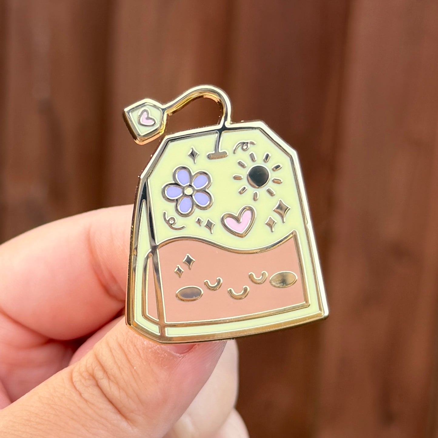 Cute Tea Bag - Gold Enamel Pin