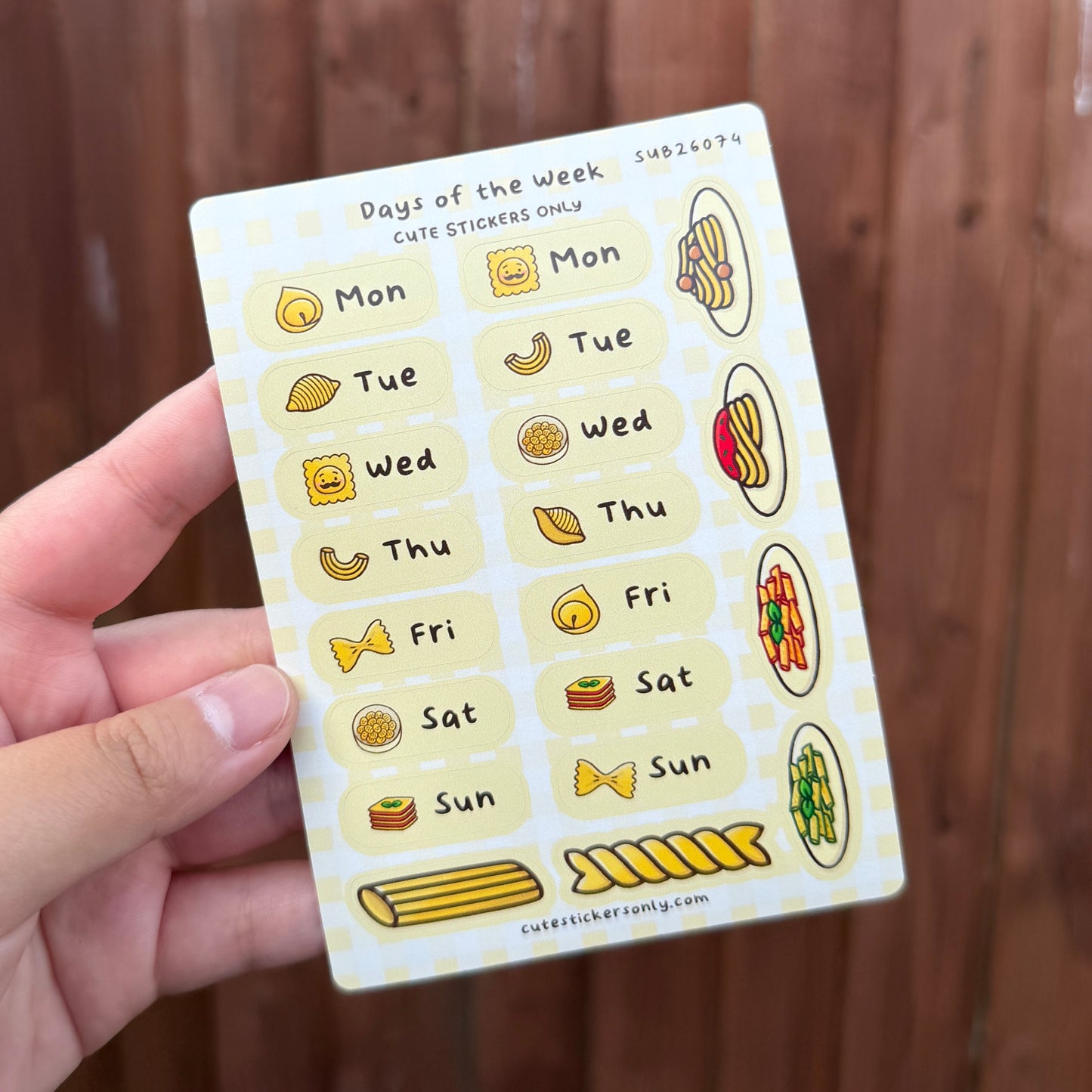 Pasta Days of the Week - Sticker Sheet
