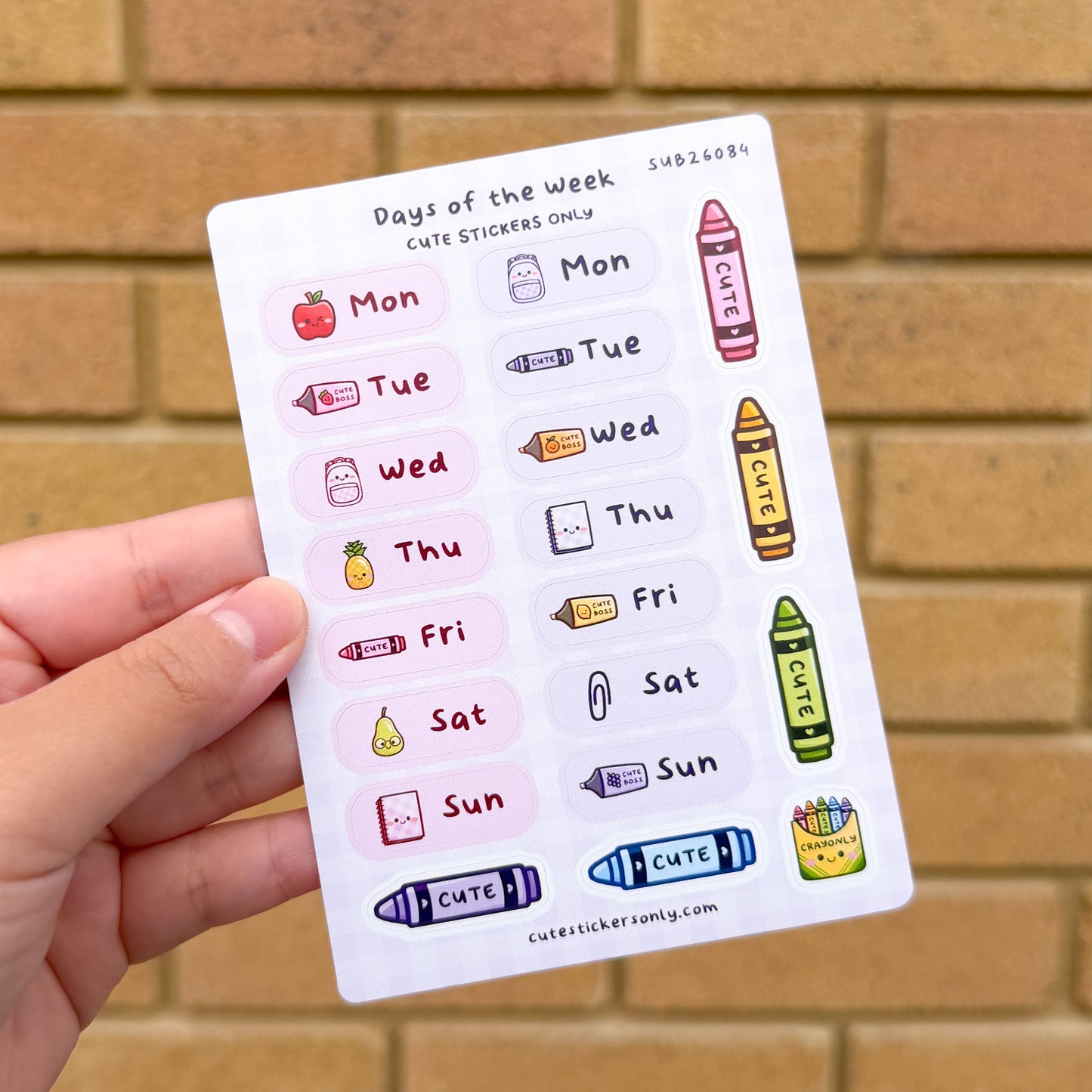 Back to School Fruits Days of the Week - Sticker Sheet