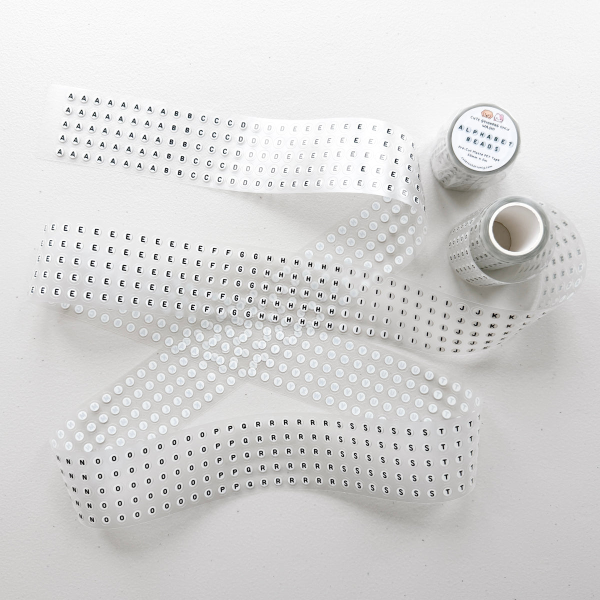Alphabet Beads 50mm Pre-Cut Matte PET Tape