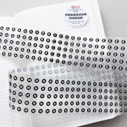 Alphabet Beads 50mm Pre-Cut Matte PET Tape