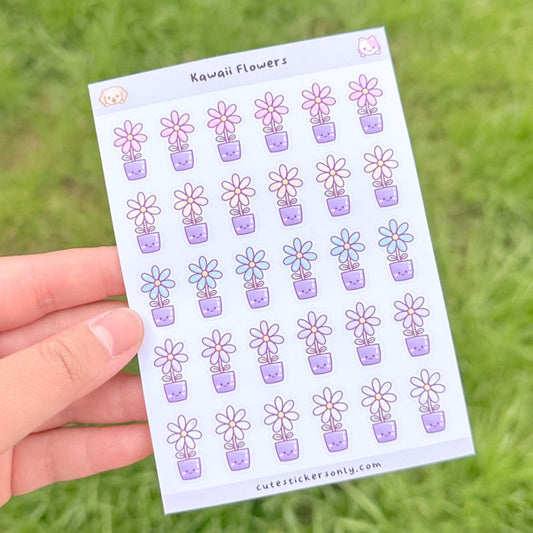 Kawaii Flowers - Deco Sticker Sheet