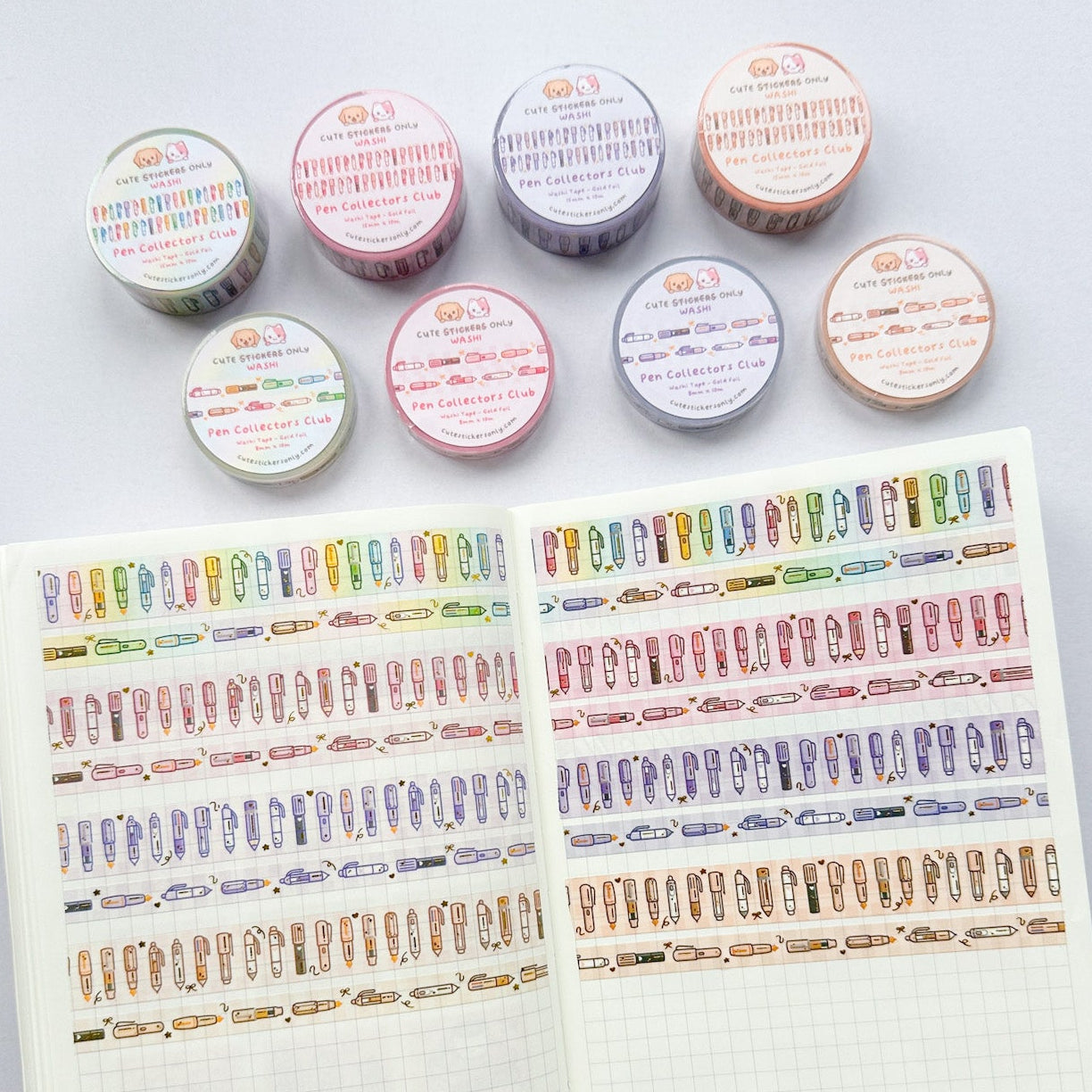 Pen Collectors Club Washi Tapes (Set of 15mm + 8mm) with Gold Foil