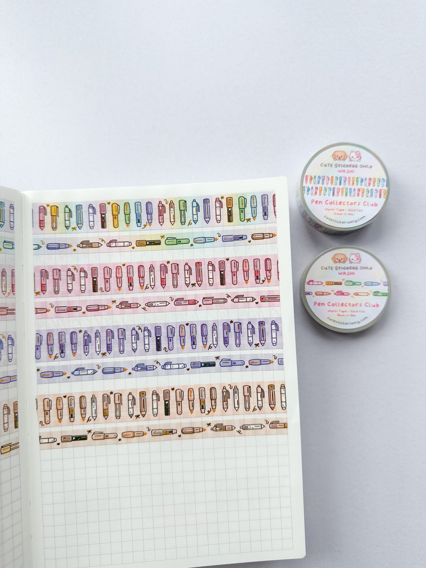 Pen Collectors Club Washi Tapes (Set of 15mm + 8mm) with Gold Foil