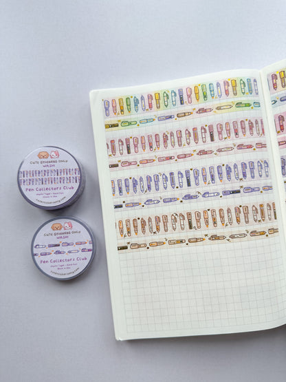 Pen Collectors Club Washi Tapes (Set of 15mm + 8mm) with Gold Foil