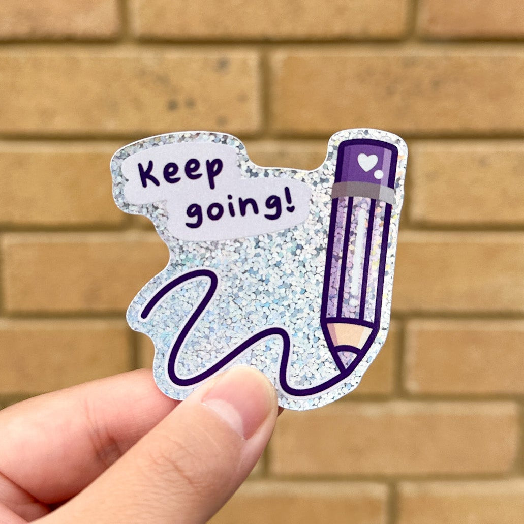 Keep Going Glitter Die Cut Sticker